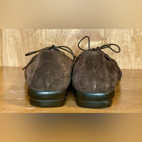 Salvatore Ferragamo Sport Women’s 8.5 Brown Suede Tied Square Toe Loafers Flats - Picture 7 of 9